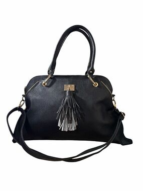 Big Buddha Black Satchel with Two-Tone Tassel